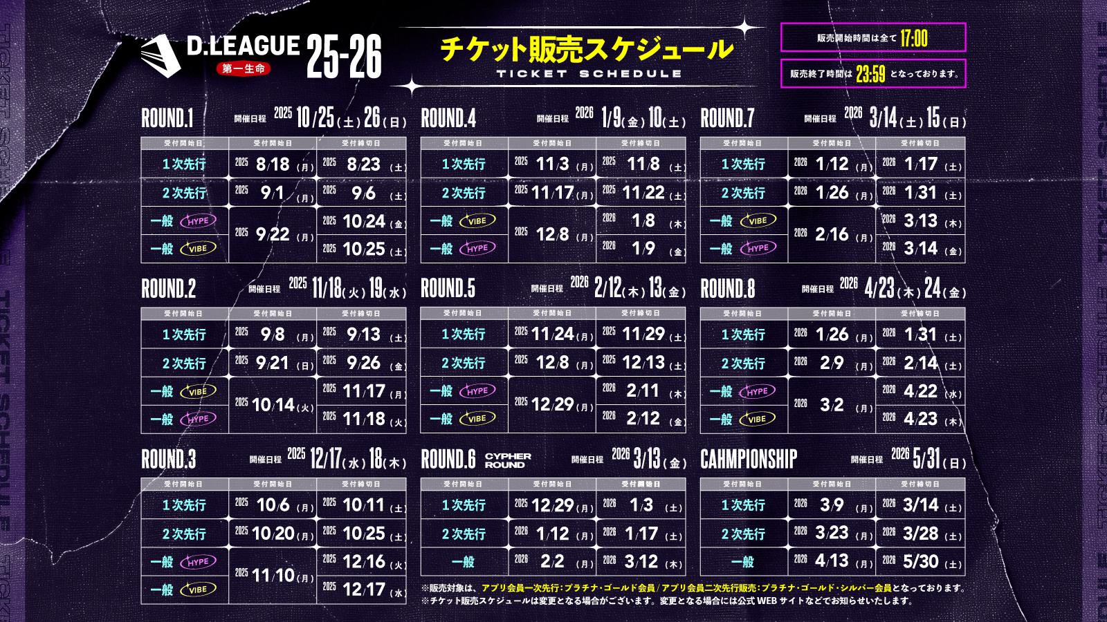 第一生命 D.LEAGUE 25-26 ROUND.1 開演・開場時間およびチケット